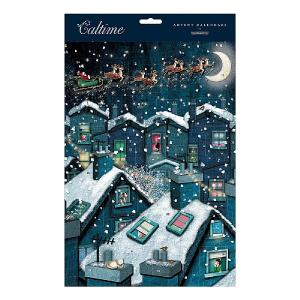 Woodmansterne Santa's Sleigh Over Snowy Rooftops Advent Calendar