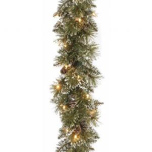 9ft Pre-Lit Glittery Bristle Artificial Garland