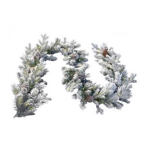 9ft Pre-Lit Snowy Dorchester Pine Artificial Garland