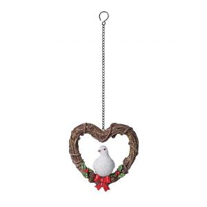 Vivid Arts Dove Rattan Heart Tree Decoration (8cm)