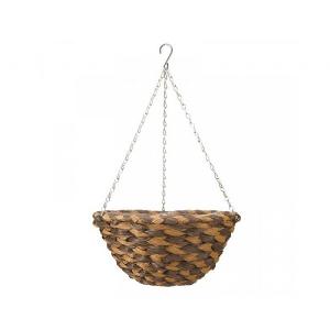 14" Earth Braid Faux Rattan Hanging Basket