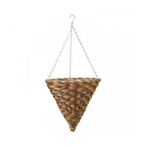 14" Earth Braid Faux Rattan Cone Hanging Basket