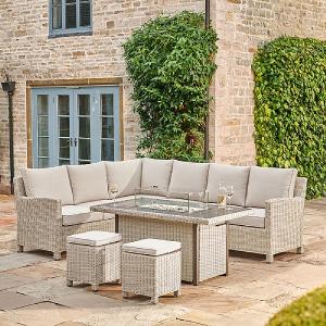 Kettler Palma Casual Dining Firepit Corner Sofa Set R/H - Oyster