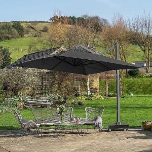 Pacific Lifestyle Icon Premium 4mx3m Oblong Faded Black Parasol
