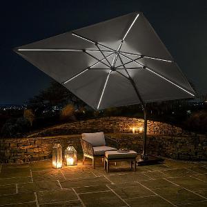 Pacific Lifestyle Glow Challenger T2 3m Square Luna Grey Parasol
