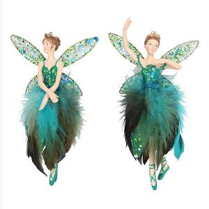 Gisela Graham Large Peacock Feather Fairy Decoration (Assorted Designs)