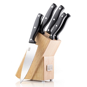 Taylors Eye Witness 5 Piece Kitchen Knife & Rubberwood Knife Block Set