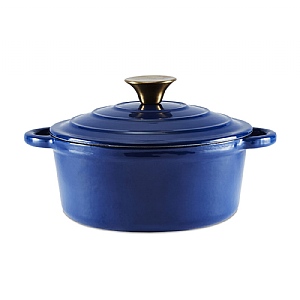 Barbary & Oak 24cm Cast Iron Round Casserole Dish Blue