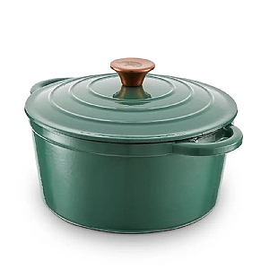 Barbary & Oak 24cm Cast Iron Round Casserole Dish Green