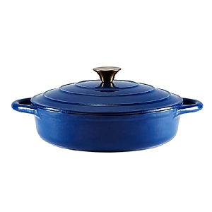 Barbary & Oak 28cm Cast Iron Shallow Casserole Dish Blue