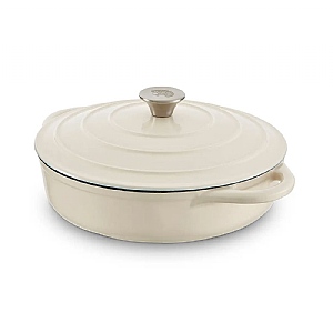 Barbary & Oak 28cm Cast Iron Shallow Casserole Dish Cream