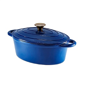 Barbary & Oak 29cm Cast Iron Oval Casserole Dish Blue
