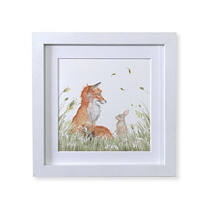 Kate of Kensington 'The Fox & The Rabbit' 8x8" White Framed Print