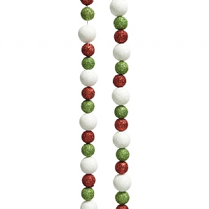 Decoris Beaded Red White & Green Foam Garland 240cm