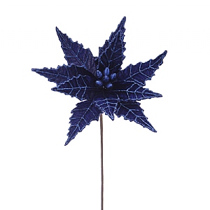 Festive Poinsettia Dark Blue 55cm