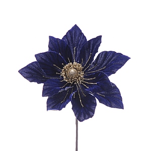 Festive Blue & Gold Magnolia 34cm