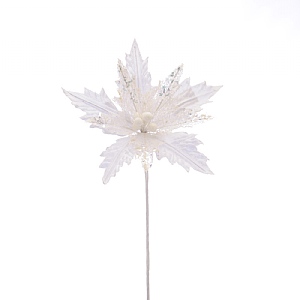 Festive White Sequin Ponsettia 55cm