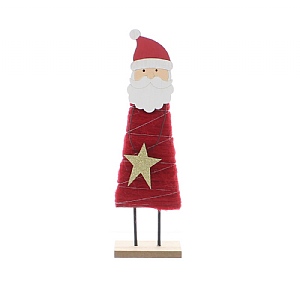 Festive Wooden Santa Red Coat (26cm)