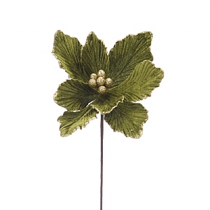 Festive Dark Green & Gold Magnolia 55cm