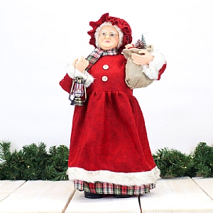 60cm Standing Mrs Santa with Bag (Red)