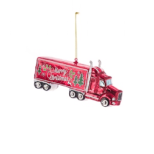 Floralsilk Red Glass Christmas Truck 18cm