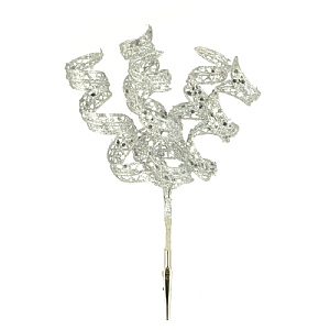 Floralsilk Silver Crazy Curls Clip 17cm