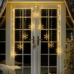 Three Kings Snowflake Light Curtain Warm White