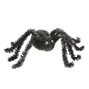 Gisela Graham Black Tinsel Spider Ornament 15cm