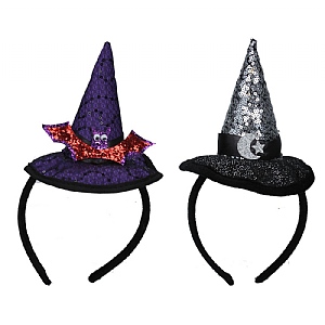 Gisela Graham Fabric Witch Hat Hairband (Assorted Designs)