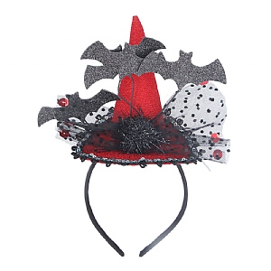 Gisela Graham Fabric Red Decorated Witch Hat Hairband