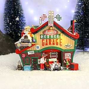 Lemax Santa's Hot Rod Garage