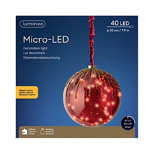 Lumineo Micro LED Red Glitter Ball Large