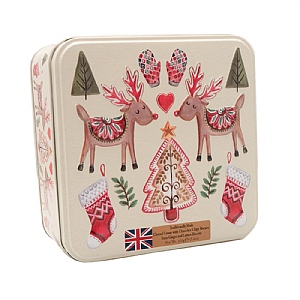 Grandma Wilds Square Festive Reindeers Biscuit Tin 160g