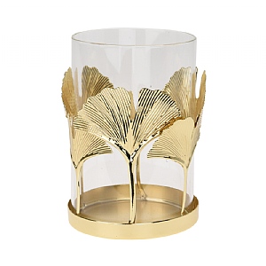 Gold Leaves Tealight Holder 11cm