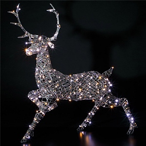 Noma 1.4m Grey Rattan Dual-Light Woburn Stag (300 LEDs)