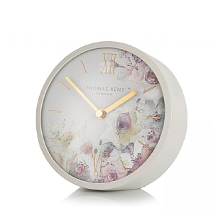 Thomas Kent Crofter Floral Mantel Clock 5" Light Grey