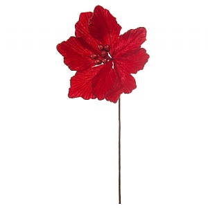 Festive Red Velvet Magnolia Stem 40cm