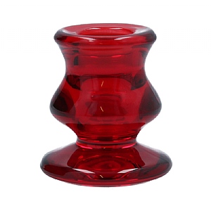 Gisela Graham Dark Red Glass Candlestick Holder