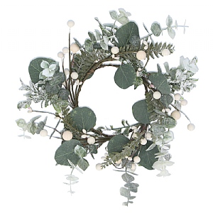 Gisela Graham Eucalyptus and White Berry Candle Ring - Small
