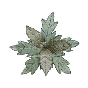 Gisela Graham Pale Green Sparkle Poinsettia Pick (26cm)