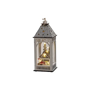 Konstsmide Wooden Lantern with House LED