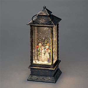 Snowtime 27cm 'The Snowmen Scene' LED Water Filled Lantern With Timer (Battery Operated)