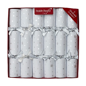 Robin Reed 12" Silver Bells Christmas Crackers - Pack of 6