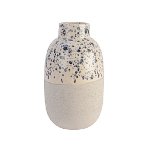 Earthenware White & Blue Vase 28cm