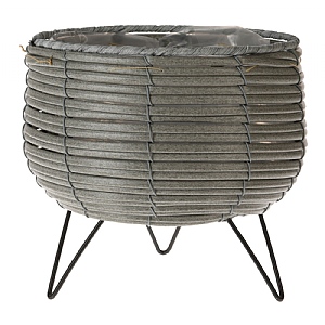 Light Grey Basket Planter With Legs 20cm