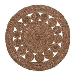 Round Cattail Rug Leaf 80cm