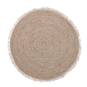 Round Fringed Rug Corn 80cm