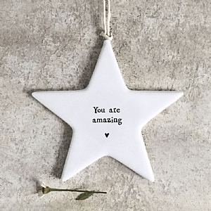 East of India 'You Are Amazing' Porcelain Star Ornament