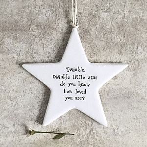 East of India 'Twinkle Twinkle' Porcelain Star Ornament