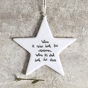 East of India 'When It Rains' Porcelain Star Ornament